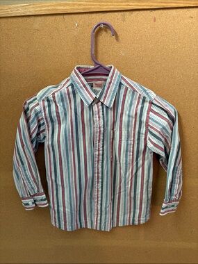 Faded Glory Striped Button-Down Shirt - Red, Blue & White